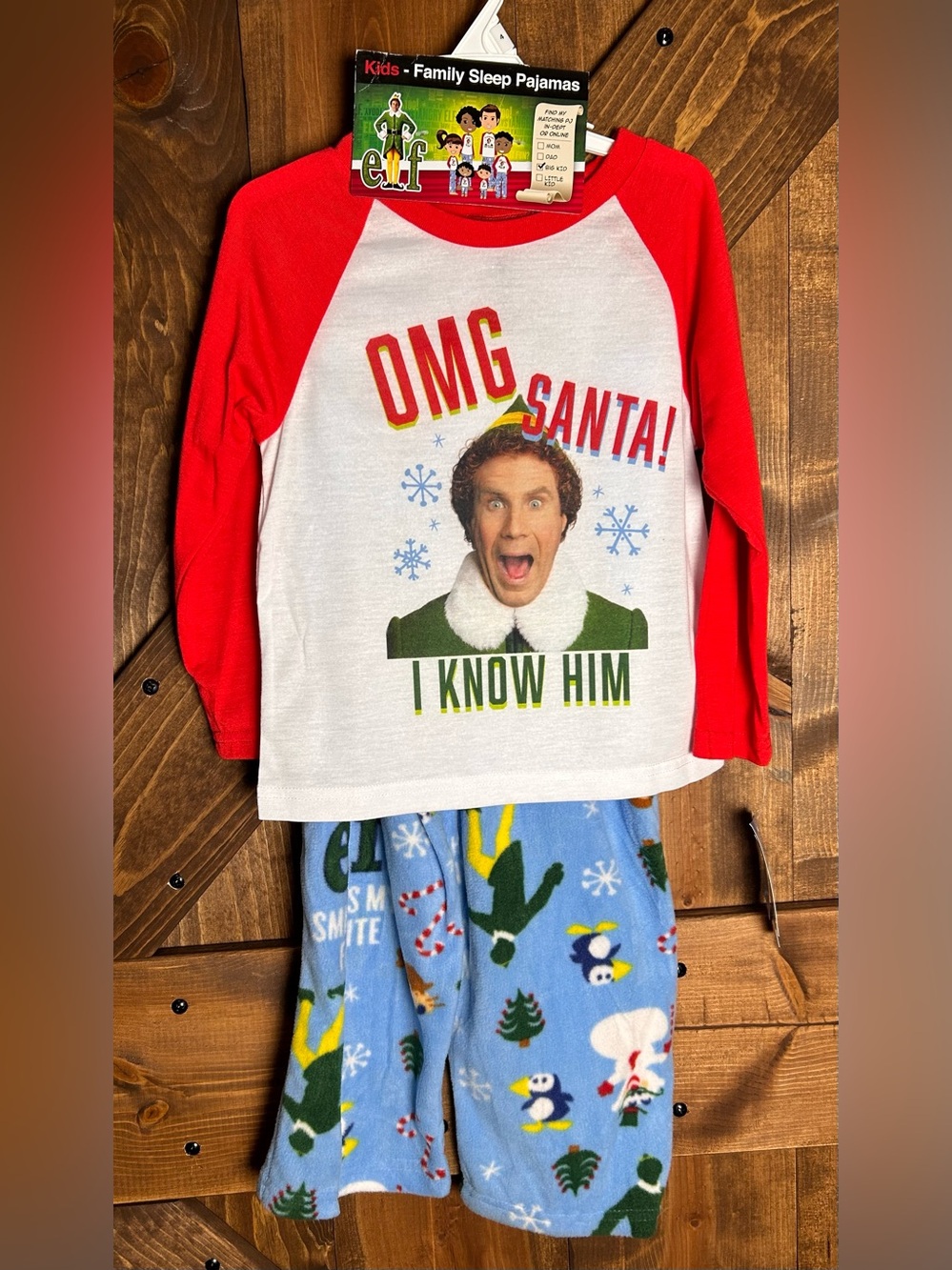 ELF Kids Red & White 'OMG Santa! I Know Him' Pajama Set